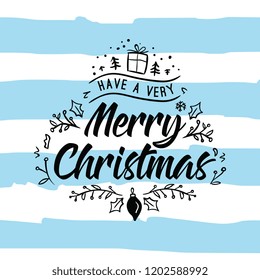 Merry Christmas. Typography. Vector logo, text design. Greeting card.