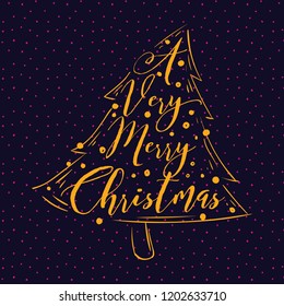 Merry Christmas. Typography. Vector logo, text design. Greeting card.