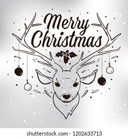 Merry Christmas. Typography. Vector logo, text design. Greeting card.