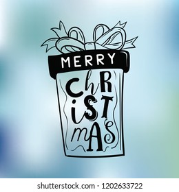 Merry Christmas. Typography. Vector logo, text design. Greeting card.