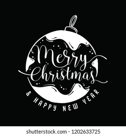 Merry Christmas. Typography. Vector logo, text design. Greeting card.