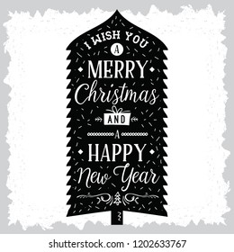 Merry Christmas. Typography. Vector logo, text design. Greeting card.