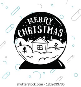 Merry Christmas. Typography. Vector logo, text design. Greeting card.