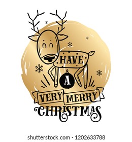 Merry Christmas. Typography. Vector logo, text design. Greeting card.