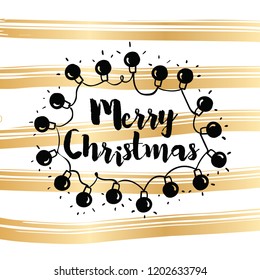 Merry Christmas. Typography. Vector logo, text design. Greeting card.