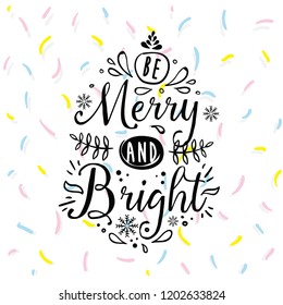 Merry Christmas. Typography. Vector logo, text design. Greeting card.