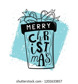 Merry Christmas. Typography. Vector logo, text design. Greeting card.