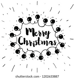 Merry Christmas. Typography. Vector logo, text design. Greeting card.