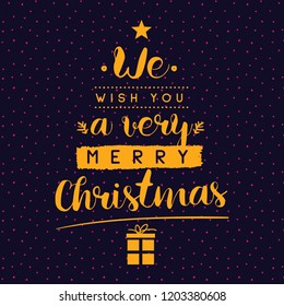 Merry Christmas. Typography. Vector logo, text design. Greeting card.