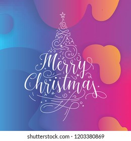 Merry Christmas. Typography. Vector logo, text design. Greeting card.
