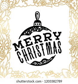 Merry Christmas. Typography. Vector logo, text design. Greeting card.