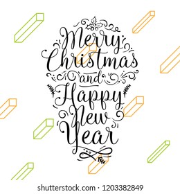 Merry Christmas. Typography. Vector logo, text design. Greeting card.