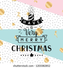 Merry Christmas. Typography. Vector logo, text design. Greeting card.