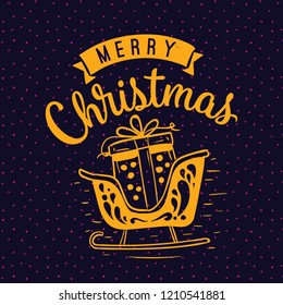 Merry Christmas. Typography. Vector logo, text design. Greeting card.
