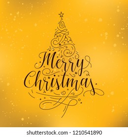 Merry Christmas. Typography. Vector logo, text design. Greeting card.