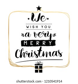Merry Christmas. Typography. Vector logo, text design. Greeting card.