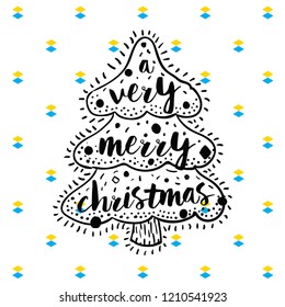 Merry Christmas. Typography. Vector logo, text design. Greeting card.