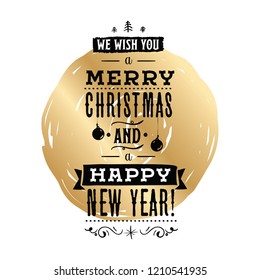 Merry Christmas. Typography. Vector logo, text design. Greeting card.