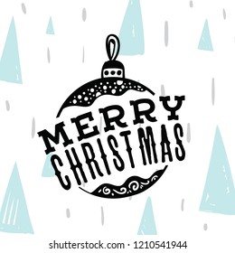 Merry Christmas. Typography. Vector logo, text design. Greeting card.