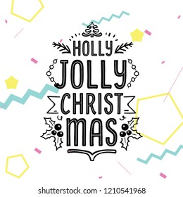 Merry Christmas. Typography. Vector logo, text design. Greeting card.