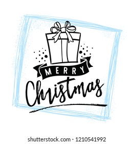 Merry Christmas. Typography. Vector logo, text design. Greeting card.