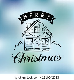 Merry Christmas. Typography. Vector logo, text design. Greeting card.