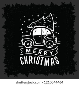 Merry Christmas. Typography. Vector logo, text design. Greeting card.