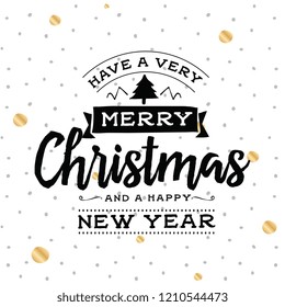 Merry Christmas. Typography. Vector logo, text design. Greeting card.
