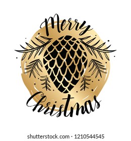 Merry Christmas. Typography. Vector logo, text design. Greeting card.