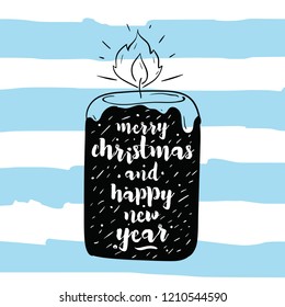 Merry Christmas. Typography. Vector logo, text design. Greeting card.