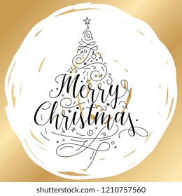 Merry Christmas. Typography. Vector logo, text design. Greeting card.