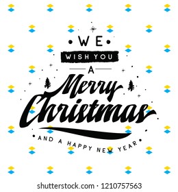 Merry Christmas. Typography. Vector logo, text design. Greeting card.