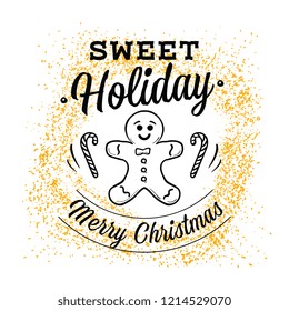 Merry Christmas. Typography. Vector logo, text design. Greeting card.