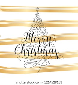 Merry Christmas. Typography. Vector logo, text design. Greeting card.