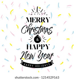 Merry Christmas. Typography. Vector logo, text design. Greeting card.