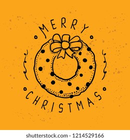 Merry Christmas. Typography. Vector logo, text design. Greeting card.