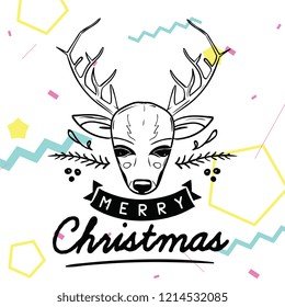 Merry Christmas. Typography. Vector logo, text design. Greeting card.