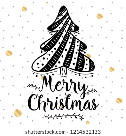 Merry Christmas. Typography. Vector logo, text design. Greeting card.