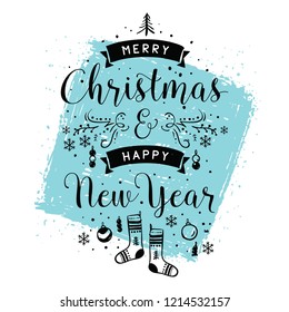 Merry Christmas. Typography. Vector logo, text design. Greeting card.