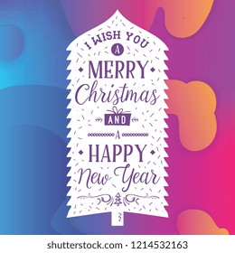 Merry Christmas. Typography. Vector logo, text design. Greeting card.