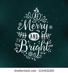 Merry Christmas. Typography. Vector logo, text design. Greeting card.