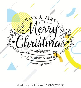 Merry Christmas. Typography. Vector logo, text design. Greeting card.