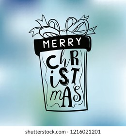 Merry Christmas. Typography. Vector logo, text design. Greeting card.