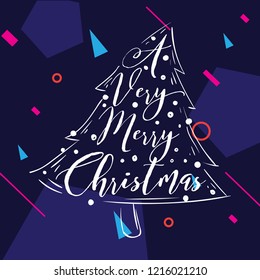 Merry Christmas. Typography. Vector logo, text design. Greeting card.