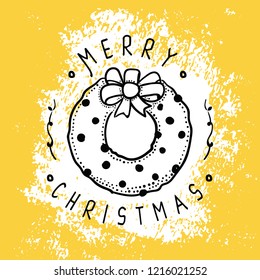 Merry Christmas. Typography. Vector logo, text design. Greeting card.