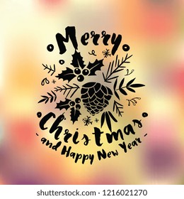 Merry Christmas. Typography. Vector logo, text design. Greeting card.