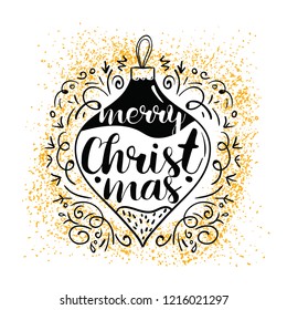 Merry Christmas. Typography. Vector logo, text design. Greeting card.