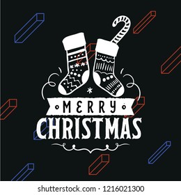 Merry Christmas. Typography. Vector logo, text design. Greeting card.