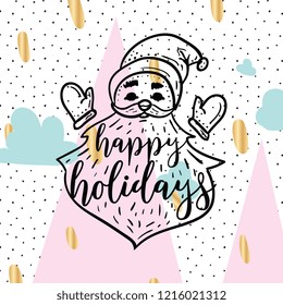 Merry Christmas. Typography. Vector logo, text design. Greeting card.