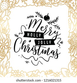 Merry Christmas. Typography. Vector logo, text design. Greeting card.